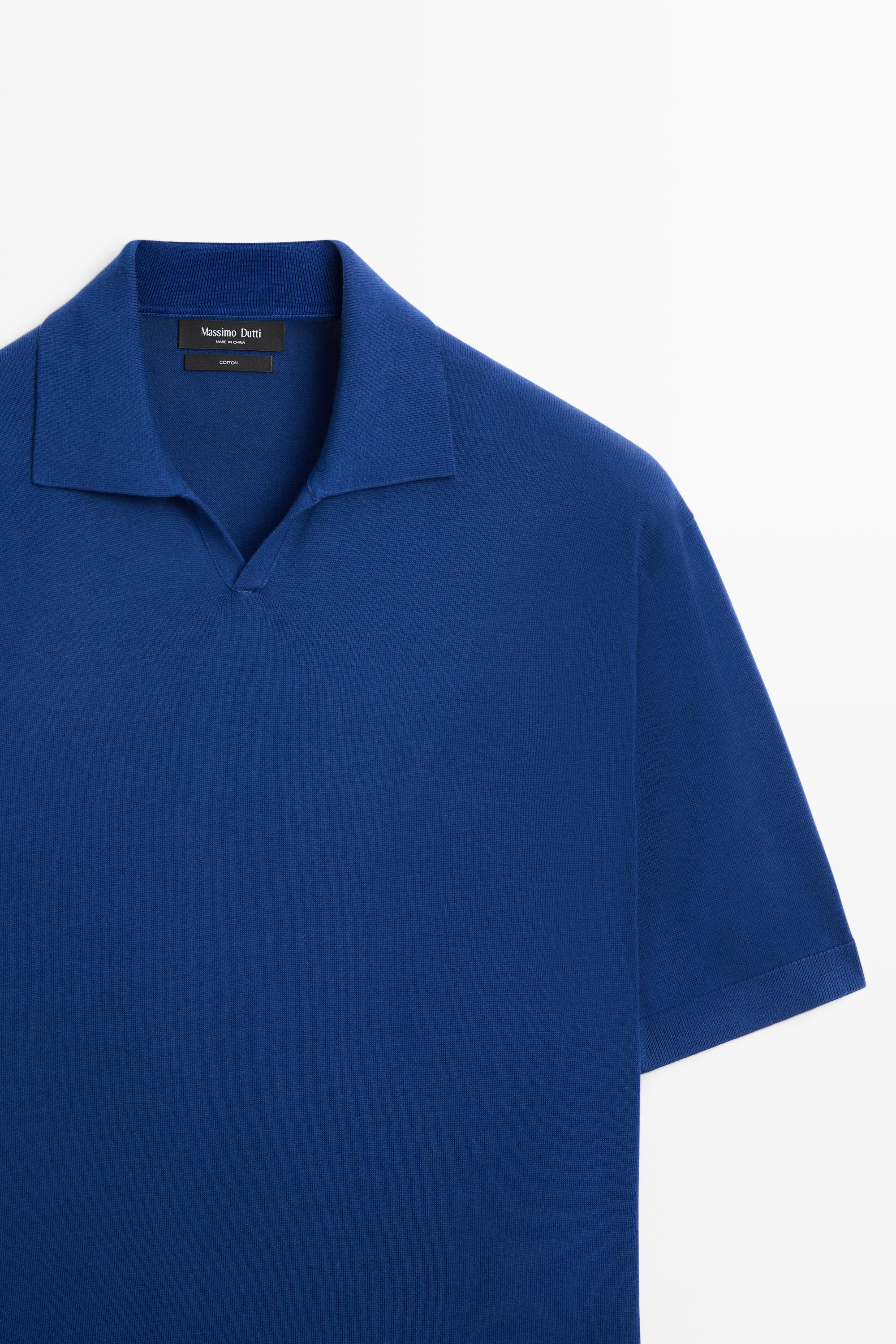 100% cotton V-neck knit polo